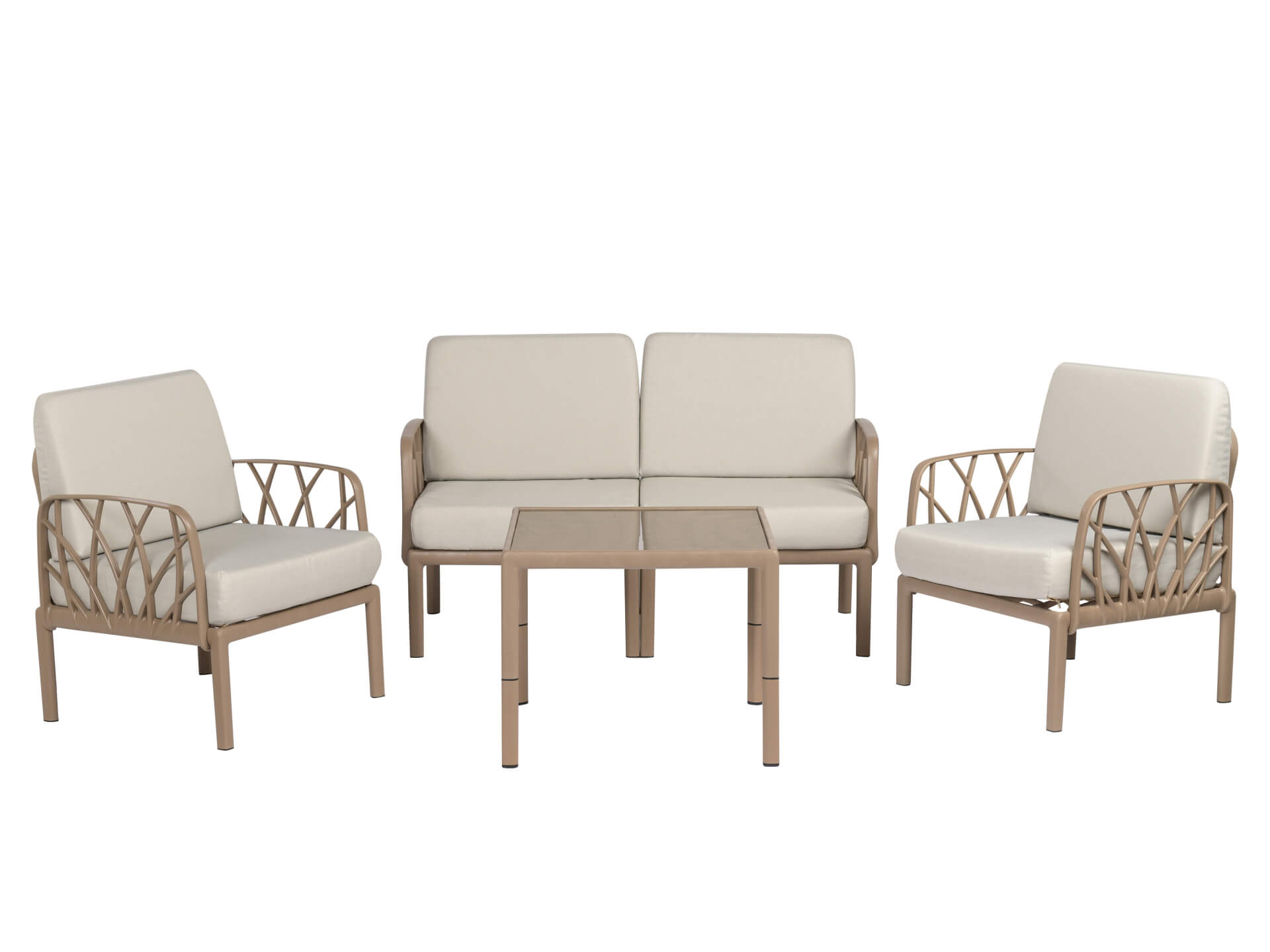 Záhradná sedacia súprava GRADA SOFA set 2+1+1 hnedá/béžová