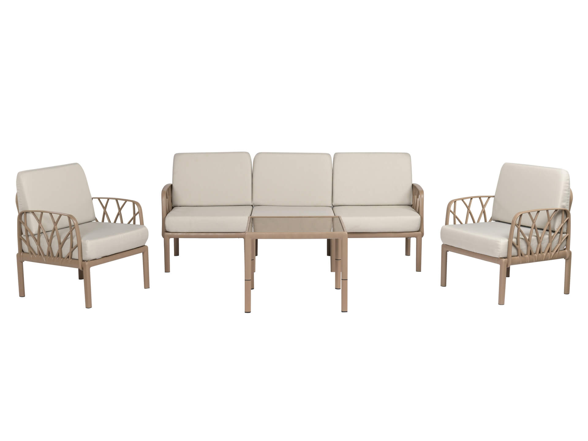 Záhradná sedacia súprava GRADA SOFA set 3+1+1 hnedá/béžová