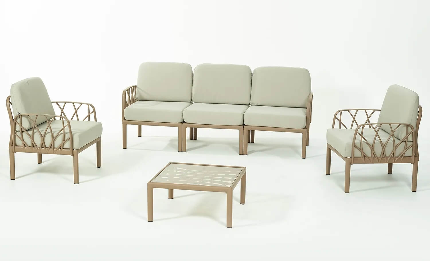 Záhradná sedacia súprava GARDA SOFA set 3+1+1 hnedá/béžová