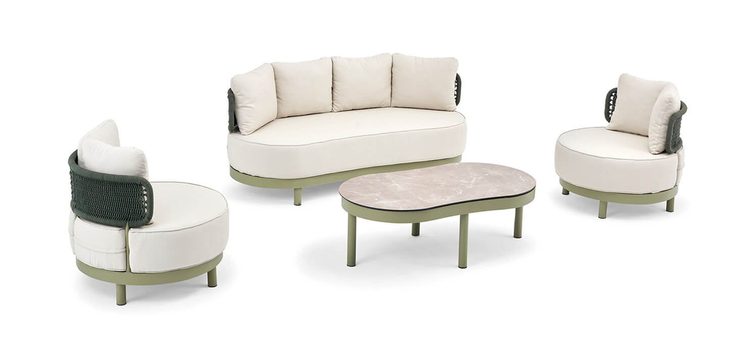 Záhradná sedacia súprava GENOVA SOFA 3+1+1 zelená