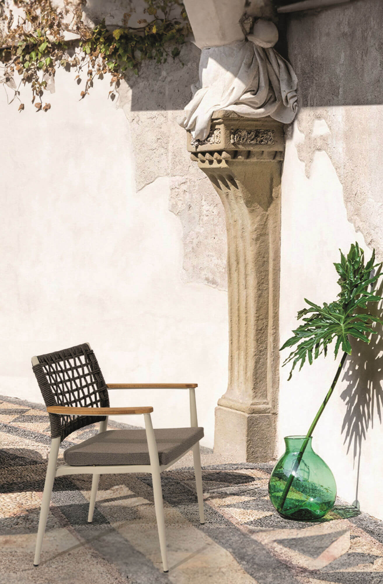 Záhradné sedenie EFE DINNING 90/180 set 6 krémová/biela/šedá stolička