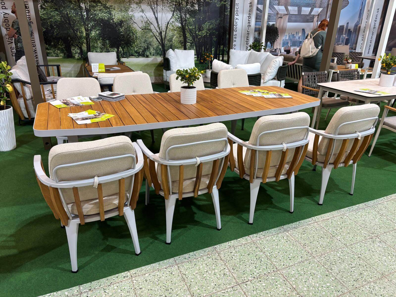 Záhradné sedenie STORM DINNING 100/270 set 8 biela/šedá/drevo