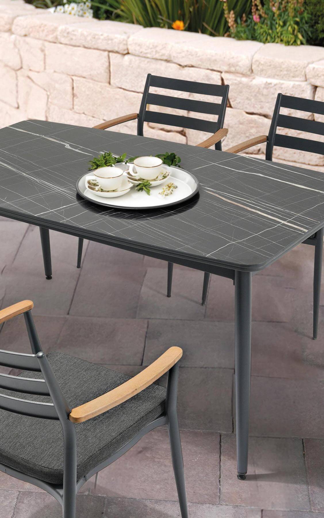 Záhradné sedenie TABLE 90/160 EFE ROPE 6 antracit/čierna
