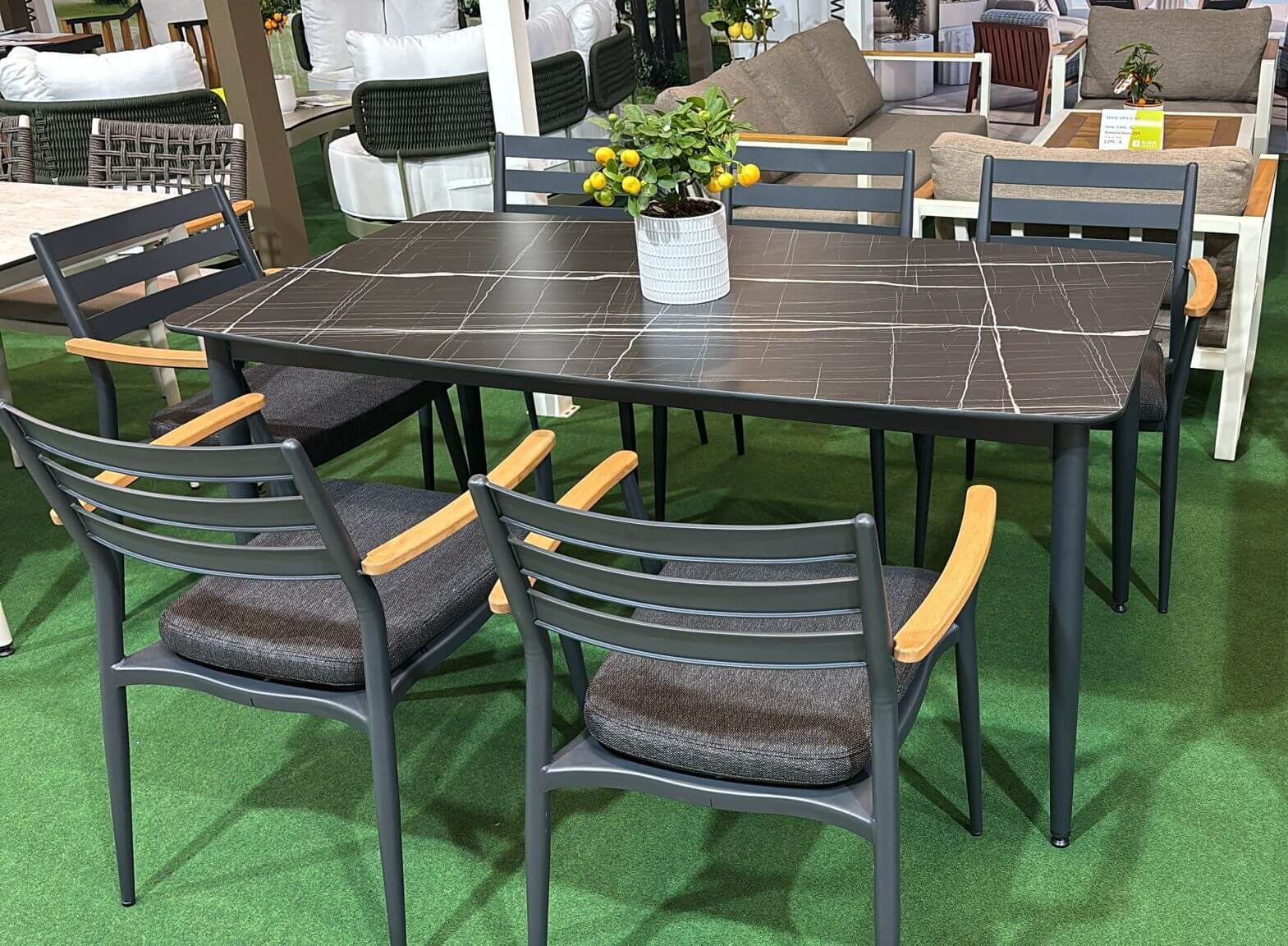 Záhradné sedenie TABLE 90/160 EFE ROPE 6 antracit/čierna