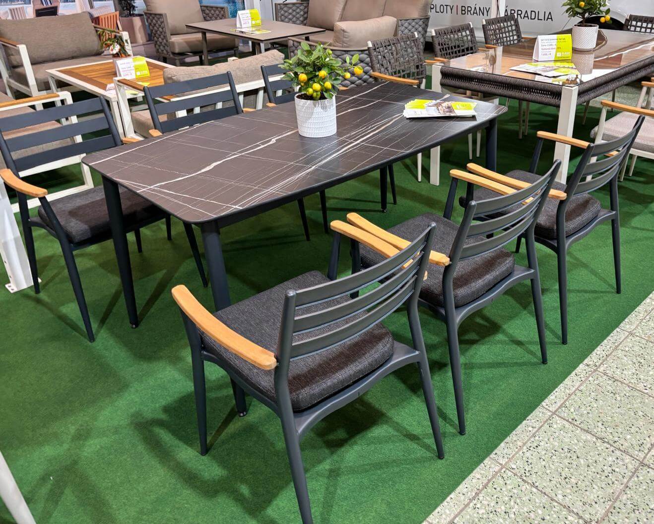 Záhradné sedenie TABLE 90/160 EFE ROPE 6 antracit/čierna