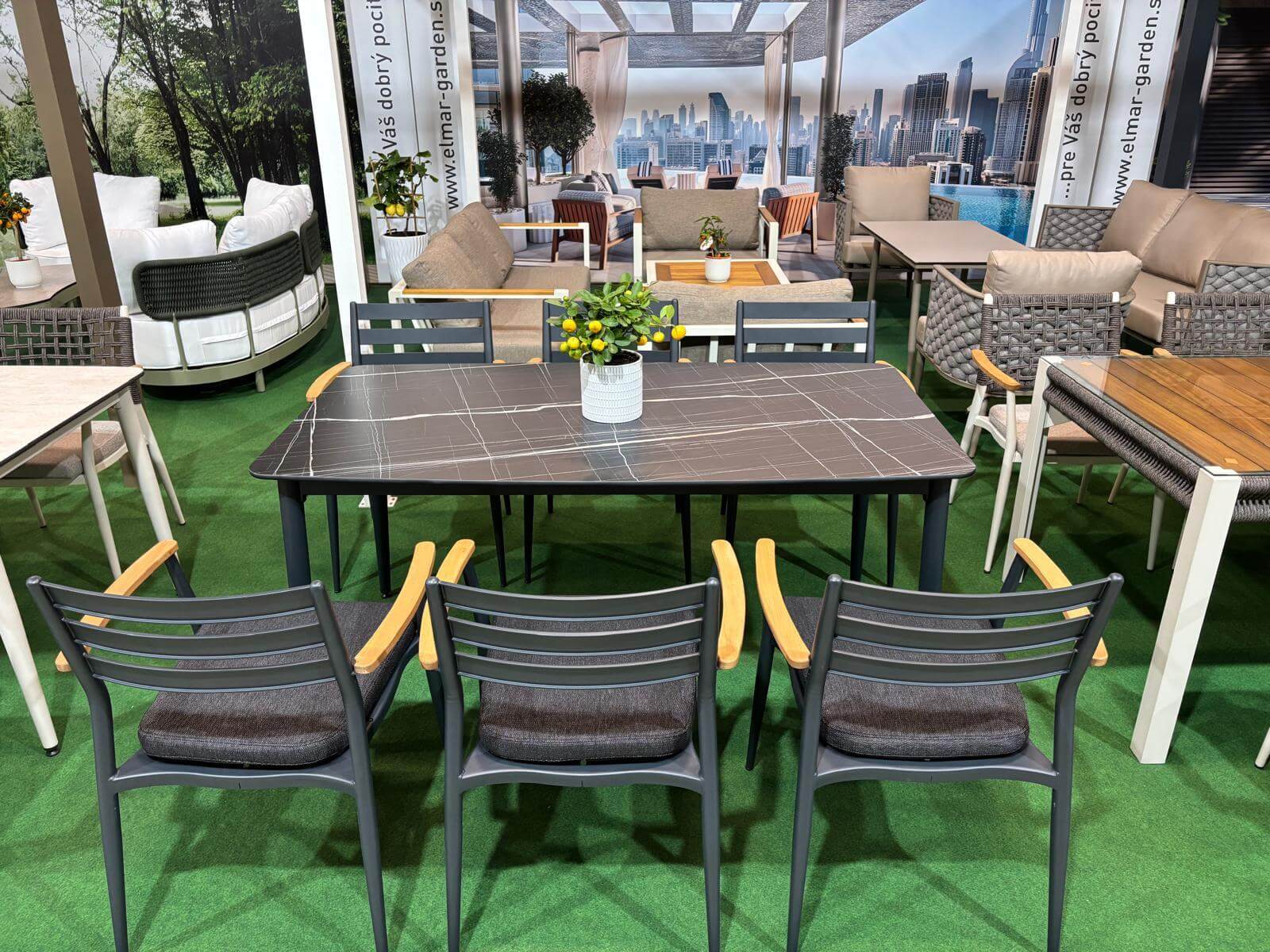 Záhradné sedenie TABLE 90/160 EFE ROPE 6 antracit/čierna